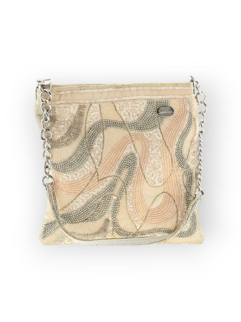 Christina Evening Bag Pink Cream Beaded Sequin
